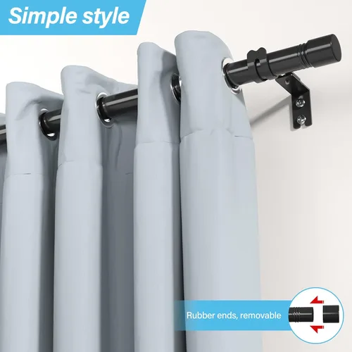 Vista 2 de Barras para Cortinas Negras para Ventanas de 30 a 46 Pulgadas - Barra para Cortinas de Servicio Pesado de 1 Pulgada - Barra para Cortinas de Ventana