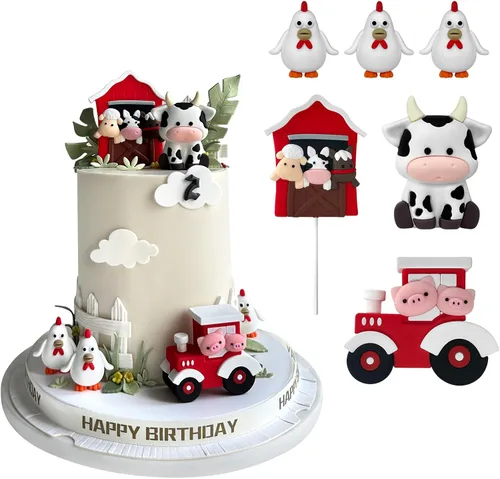 Vista 8 de Decoración de pastel de vaca, 14 bolas de vaca para decoración de pasteles Decoración acrílica dorada para tartas de cumpleaños con temática