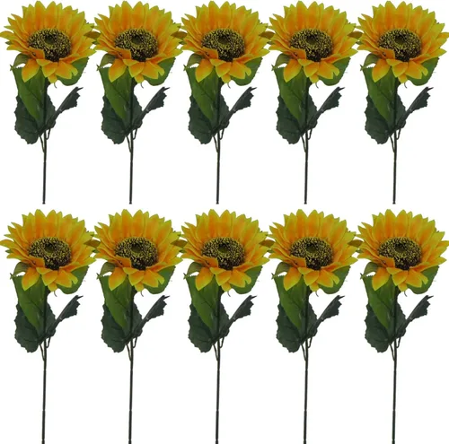 Vista 4 de Decoración de flores artificiales de girasoles de seda de 24" (1)