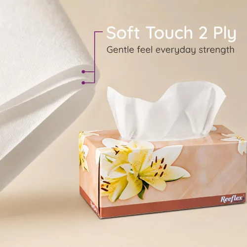 Vista 5 de Reeflex Pañuelos faciales, tejido facial suave de 2 capas, 3 cajas, 230 hojas por caja (690 hojas en total), cajas de pañuelos suaves y duraderas a