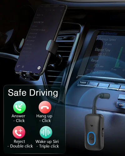 Vista 3 de LOFICOPER Receptor transmisor Bluetooth 5.3, adaptador de auriculares de avión, adaptador Bluetooth auxiliar con llamada manos libres