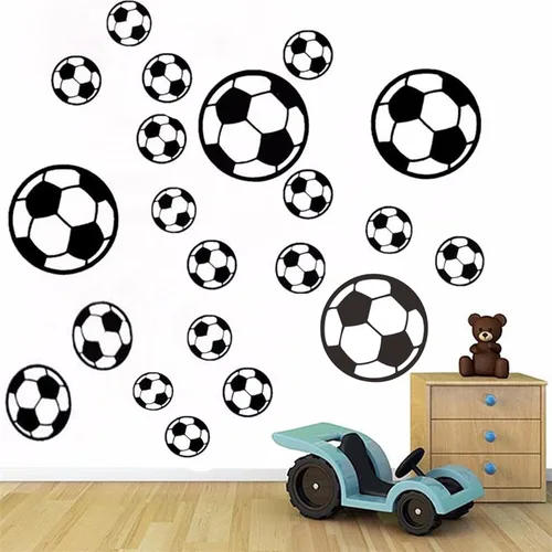 Vista 2 de 44 calcomanías de fútbol, fáciles de despegar y pegar, calcomanías de fútbol de pared para decoración de pared de fútbol para dormitorio de niños