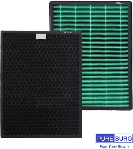 Vista 2 de PUREBURG Juego de filtros de repuesto compatibles con Coway Airmega 400 400S purificador de aire, 1 paquete (2 filtros) H13 HEPA carbón activado