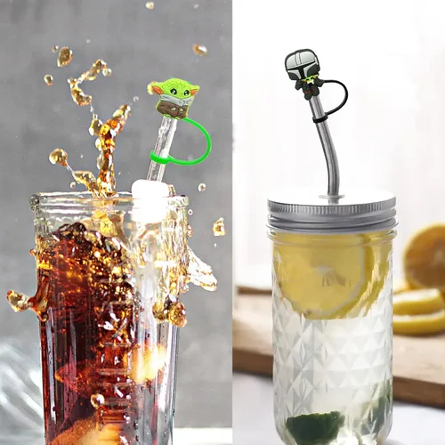 Vista 5 de Cubiertas de pajita Yo-da para pajitas de 7-8mm - 8 piezas, tapas de punta compatibles con vasos Stanley de 40 OZ 30 OZ, tapa superior de silicona