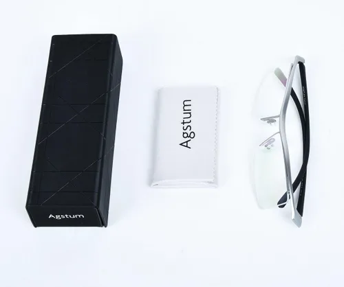 Vista 6 de Agstum Gafas de negocios sin montura de titanio puro, lentes transparentes