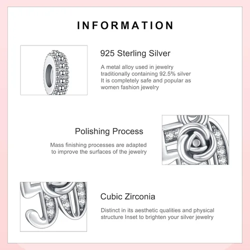 Vista 37 de Amufer S925 Charms for Women, compatible with Pandora Bracelets and Necklaces, Jewelry Gift