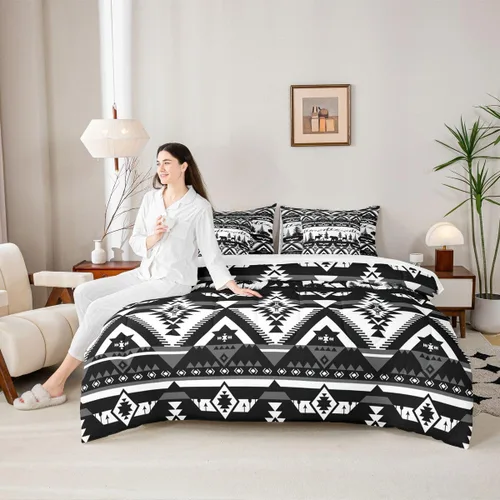 Vista 125 de Feelyou Juego de edredón de ciervo con sábanas – Tamaño Queen 7 piezas Juego de ropa de cama infantil de caza rústica – Cama de ciervo de cabaña