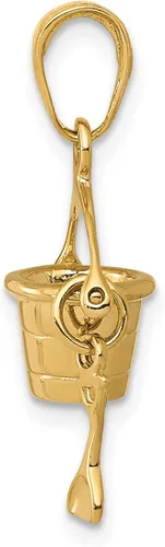 Vista 2 de Cubo de playa 3-D de oro amarillo sólido de 14 k con colgante de pala (0.472 in x 0.827 in), Oro, 0