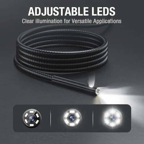 Vista 4 de Teslong Cámara de Inspección, Cámara de Boroscopio de Doble Lente con Luz, NTS300 Endoscopio Industrial IPS de 5", 1080P Impermeable Flexible
