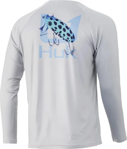 Vista 29 de HUK Camiseta de pesca de manga larga con protección solar para hombre Vc Pursuit Pescado de hueso - Glaciar
