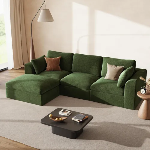 Vista 33 de Sofás seccionales Cloud de 110 pulgadas para sala de estar, sofá convertible sin hueso en forma de L con otomana, juego de sofá modular de gran