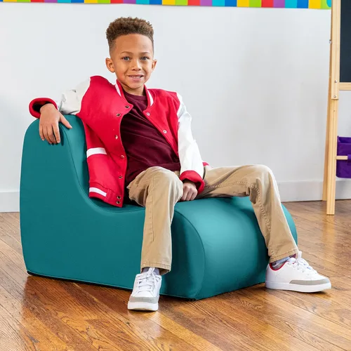 Vista 44 de Jaxx Midtown Silla pequeña de espuma suave para aula, funda de vinilo premium, color negro