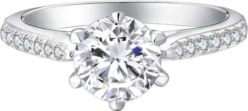 Vista 2 de JO WISDOM Anillo de compromiso de plata de ley 925 para mujer, con circonita cúbica 5A de 0.276 in, joyería para mujer