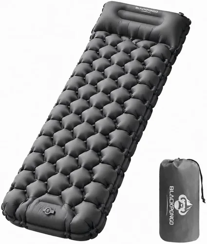 Vista 9 de Colchoneta de dormir para camping, ultraligera con almohada con bomba de pie incorporada, almohadillas inflables compactas para acampar, mochileros