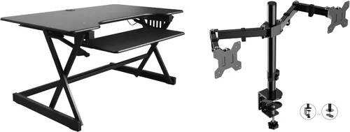 Vista 36 de Rocelco - Convertidor de escritorio para trabajar de pie con altura ajustable de 32 pulgadas - Estación de trabajo para computadora sentada o de pie