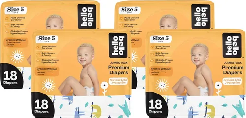 Vista 12 de Hello Bello Premium Pañales para bebé talla 1, 32 unidades de pañales desechables, extra absorbentes, hipoalergénicos con ajuste cómodo y seguro