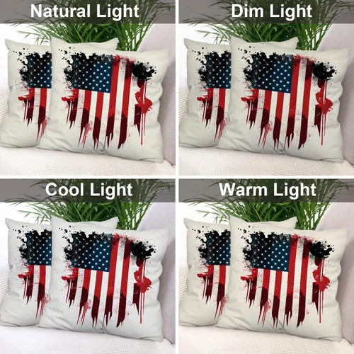 Vista 7 de Batmerry American Flag Ink Dot Throw Pillow Covers, Red Blue White Stars Abstract Decorative Pillow Covers Digital Printing Blended for Couch Sofa
