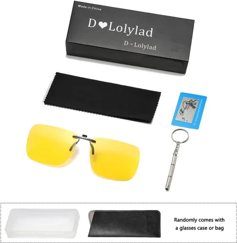 Vista 5 de D Lolylad Clip on Polarized Night Vision Driving Glasses, Over Prescription Glasse - Clip on Compact Non-Flip Up