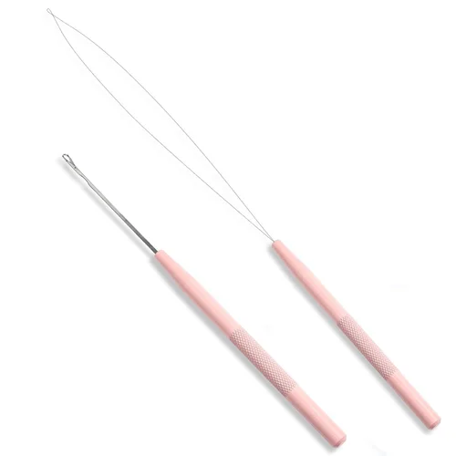 Vista 10 de NEWISHTOOL Kit de herramientas de extensión de cabello de acero inoxidable, gancho para tirar de aguja de bucle y enhebrador, dispositivo de cuentas