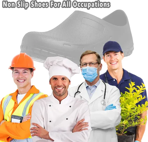 Vista 7 de scecocrs Zapatos de trabajo antideslizantes para hombre, zapatos de chef impermeables, zapatos de servicio de alimentos para restaurante, zuecos