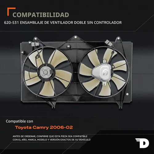 Vista 2 de Dorman Conjunto de ventilador de refrigeración del motor 620-531 compatible con modelos seleccionados de Toyota Compatible con modelos Toyota