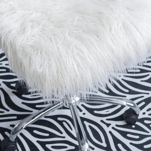 Vista 8 de Linon Cora Faux Flokati - Silla de oficina sin brazos, color blanco
