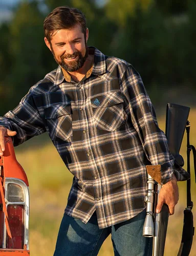 Vista 3 de Legendary Whitetails - Camisa de franela para hombre, estilo Shotgun Western