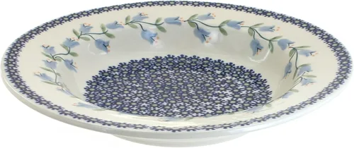 Vista 8 de Cerámica polaca de rosa azul – Plato de sopa azul violeta – 9.25 pulgadas de diámetro – Gran cuenco para sopas, ensaladas y pastas