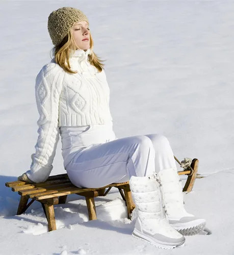 Vista 2 de DADAWEN - Botas de nieve para mujer, impermeables, con forro de piel