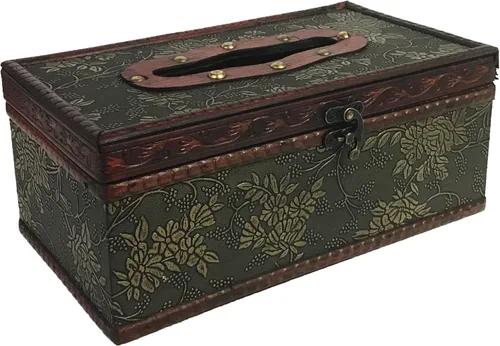 Vista 7 de Allgala Titular de caja de pañuelos de madera antigua-HD90204