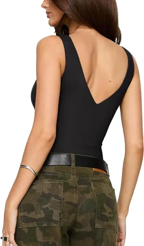 Vista 2 de REORIA Butsmooth - Body sin mangas con cuello en V profundo y escote en V para mujer