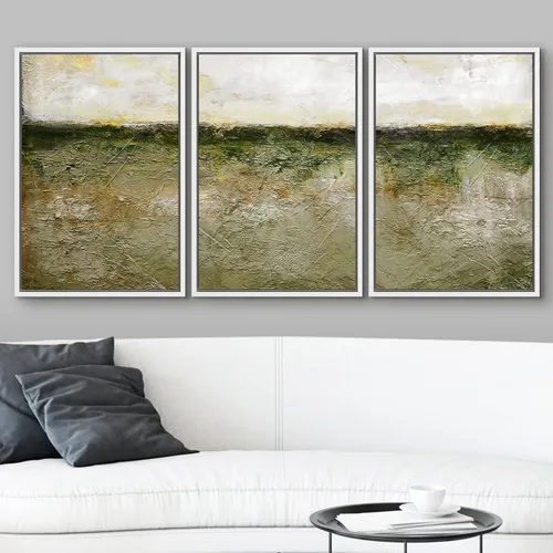 Vista 198 de wall26 Lienzo enmarcado para pared, juego de arte de acuarela pastel, paisaje rural, ilustraciones con formas abstractas, arte moderno, decorativo