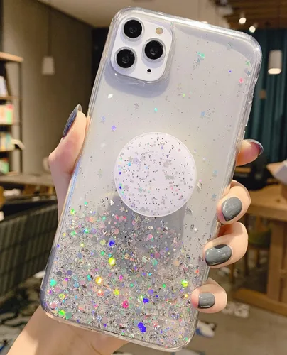 Vista 11 de Funda diseñada para iPhone 12 Pro Max para mujeres y niñas, con purpurina, bonitas, con soporte, funda protectora suave para teléfono para iPhone 12