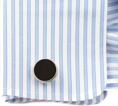 Vista 3 de Gemelos y tachuelas de esmoquin acanalados con diseño único francés, para hombre, boda, negocios, para hombres, madreperla y tachuelas con caja