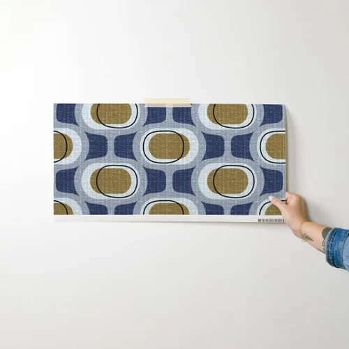 Vista 7 de Spoonflower Orbs Navy Brown Mid Peel and Stick Removable Wallpaper Sample 12" x 24" 1950S 1960S 1970S Retro Circles Artistic Self-adhesive
