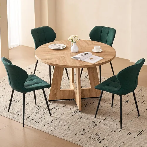 Vista 5 de Juego de mesa de comedor redonda de 47 pulgadas para 4, mesa Mesa gris