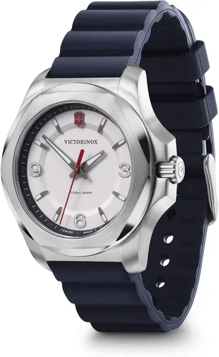 Vista 2 de Victorinox INOX Reloj V con esfera blanca y correa de goma azul Azul