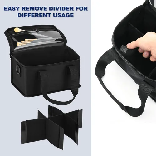 Vista 5 de Organizador de pintura acrílica, bolsa con asa y correa para el hombro para almacenamiento de pintura para manualidades, almacenamiento de pintura