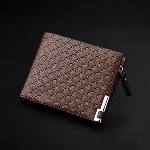 Vista 6 de TAUFE Men's Wallets, Men Wallet PU Leather Embossed Hardware Zipper Short Purse Multiple Card Pocket Leisure Business Coin Bag
