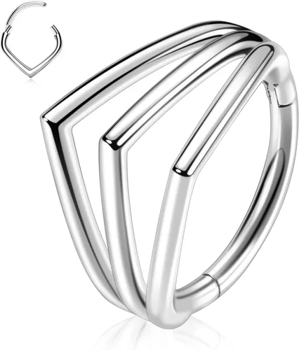 Vista 34 de Anillo Clicker de Acero Quirúrgico 316L para Tabique Nasal, Aro para Nariz, Aro Durmiente, Pendiente de Aro, Hélix, Rook, Conch, Cartílago, Daith