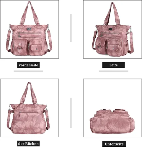Vista 3 de Angel Kiss Monederos y bolso de mano para mujer, bolso de hombro de piel sintética suave para mujer, bolso de mano con asa superior