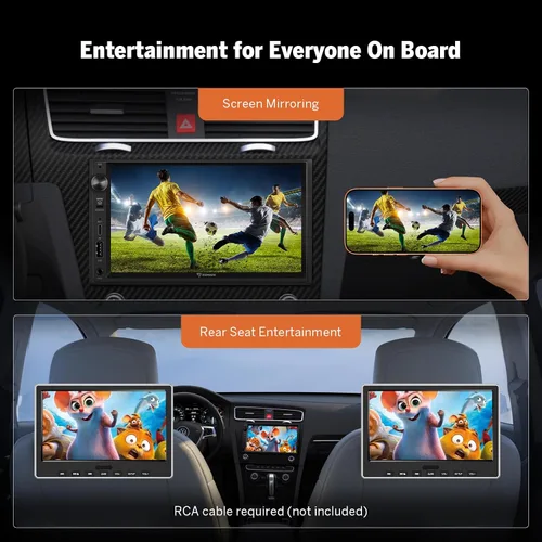Vista 7 de EONON - Estéreo de coche de 7'' de doble DIN, inalámbrico CarPlay y Android Auto, receptores de audio para coche con cámara de respaldo AHD, DSP