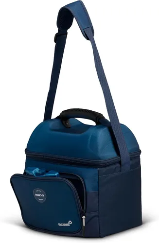 Vista 5 de Igloo Gripper - Bolsa enfriadora de lados suaves Enfriador de almuerzo aislado de doble compartimento Blue Shale 22-Can