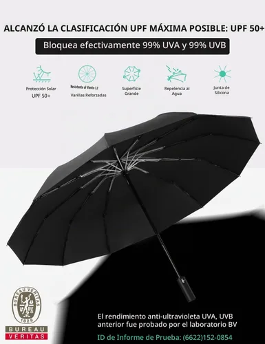 Vista 2 de XIXVON Umbrella Pro Protección UV UPF 50+ 99%, tira de seguridad reflectante, resistente al viento, portátil de viaje, automático, paraguas X2