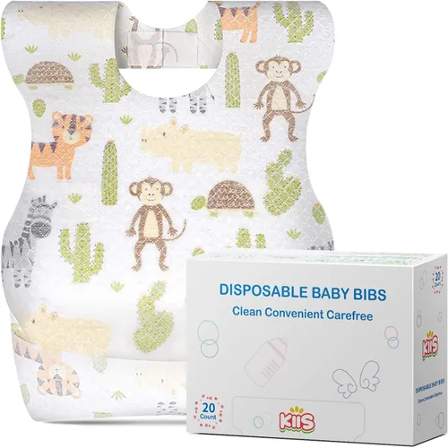 Vista 12 de KIIS Baberos desechables para bebés, niños y niñas, empaquetados individualmente, higiénicos, suaves y a prueba de fugas (20 unidades/60 piezas)