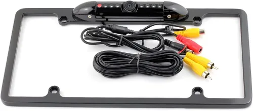 Vista 7 de Cámara de respaldo con marco de matrícula, visión nocturna, cámara de visión trasera para automóvil con 8 LED, ángulo de visión de 140°, cámara
