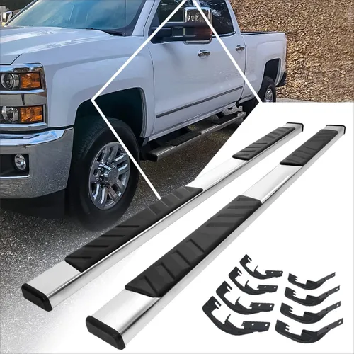 Vista 13 de Estribos de aluminio negro de 6 pulgadas, barras Nerf compatibles con Silverado Sierra 1500 2500 3500 Crew Cab 07-19
