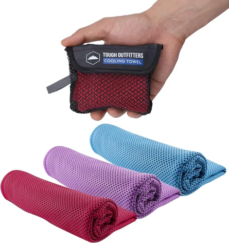 Vista 17 de Toalla de Enfriamiento Tough Outdoors - Toallas de Enfriamiento para Cuello y Cara - Envoltura de Hielo y Paño de Sudor para Camping, Gimnasio, Yoga