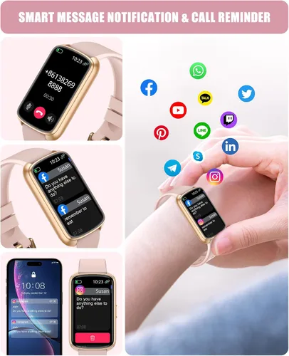 Vista 2 de Monitor de actividad física, reloj inteligente para mujeres y hombres con monitor de frecuencia cardíaca, presión arterial, oxígeno en sangre