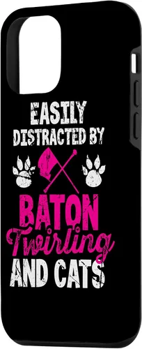 Vista 2 de Funda para iPhone 12 mini que se distrae fácilmente por Baton Twirling and Cats Majorette Twirl